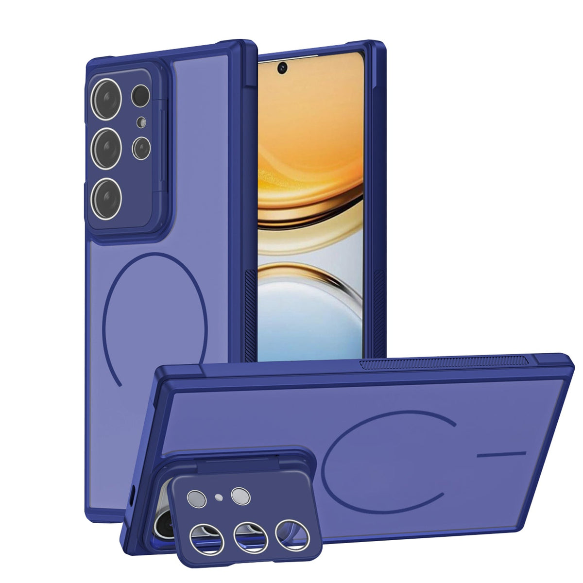 Samsung Galaxy S26 Ultra Hoesje - Donker Blauw - Matte Armor MagSafe Back Cover met Kickstand