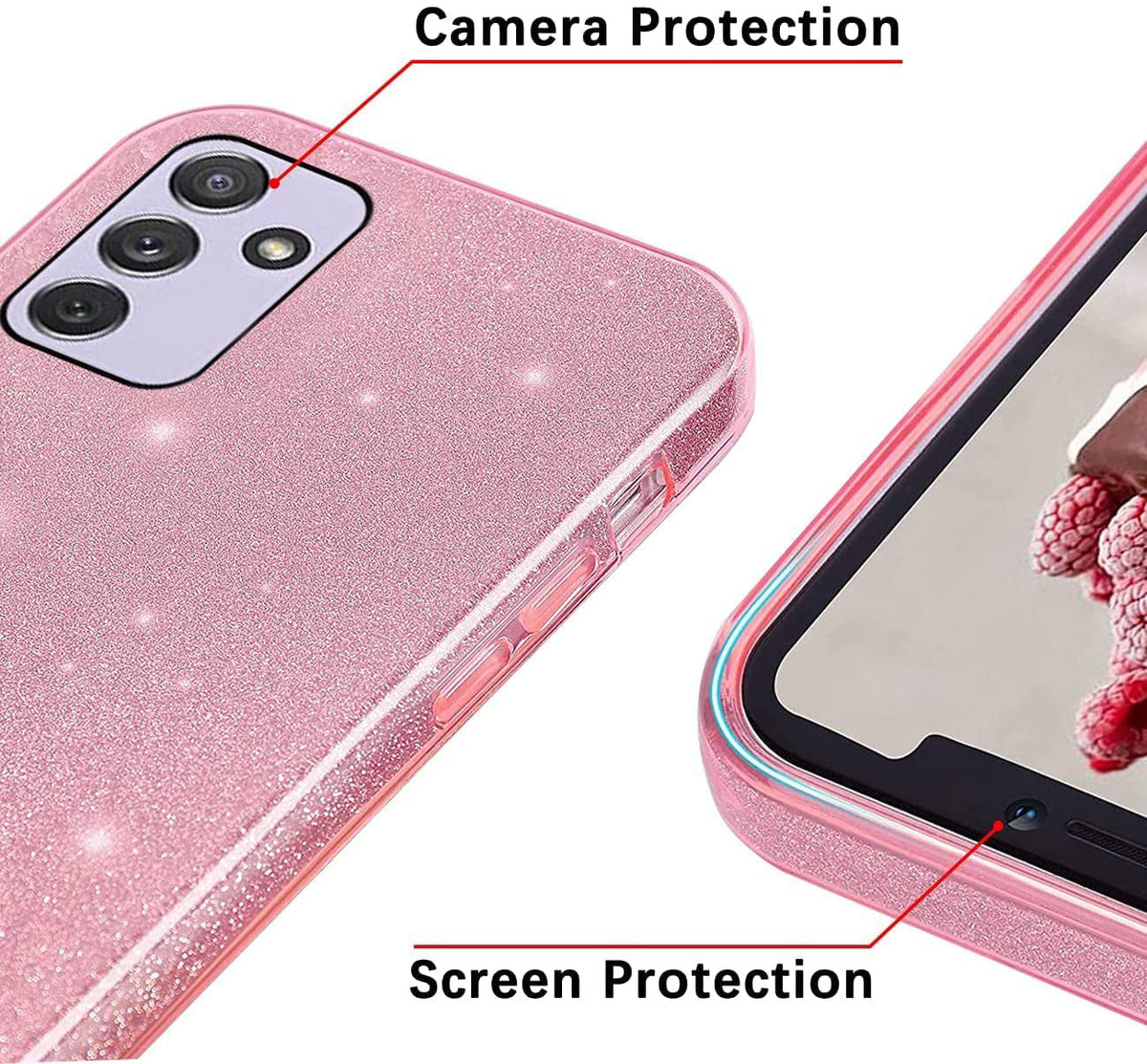 Samsung Galaxy A55 Hoesje - Roze - Glitter Back Cover