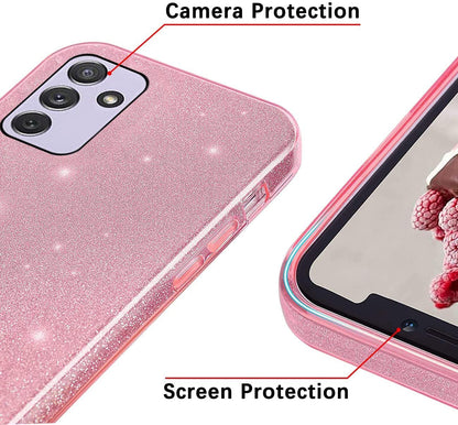 Samsung Galaxy A15 Hoesje - Roze - Glitter Back Cover
