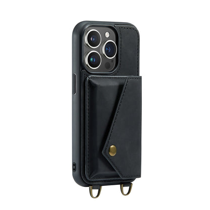 Apple iPhone 15 Pro Max Hoesje - Charcoal Gray - Luxe Back Cover met Telefoonkoord