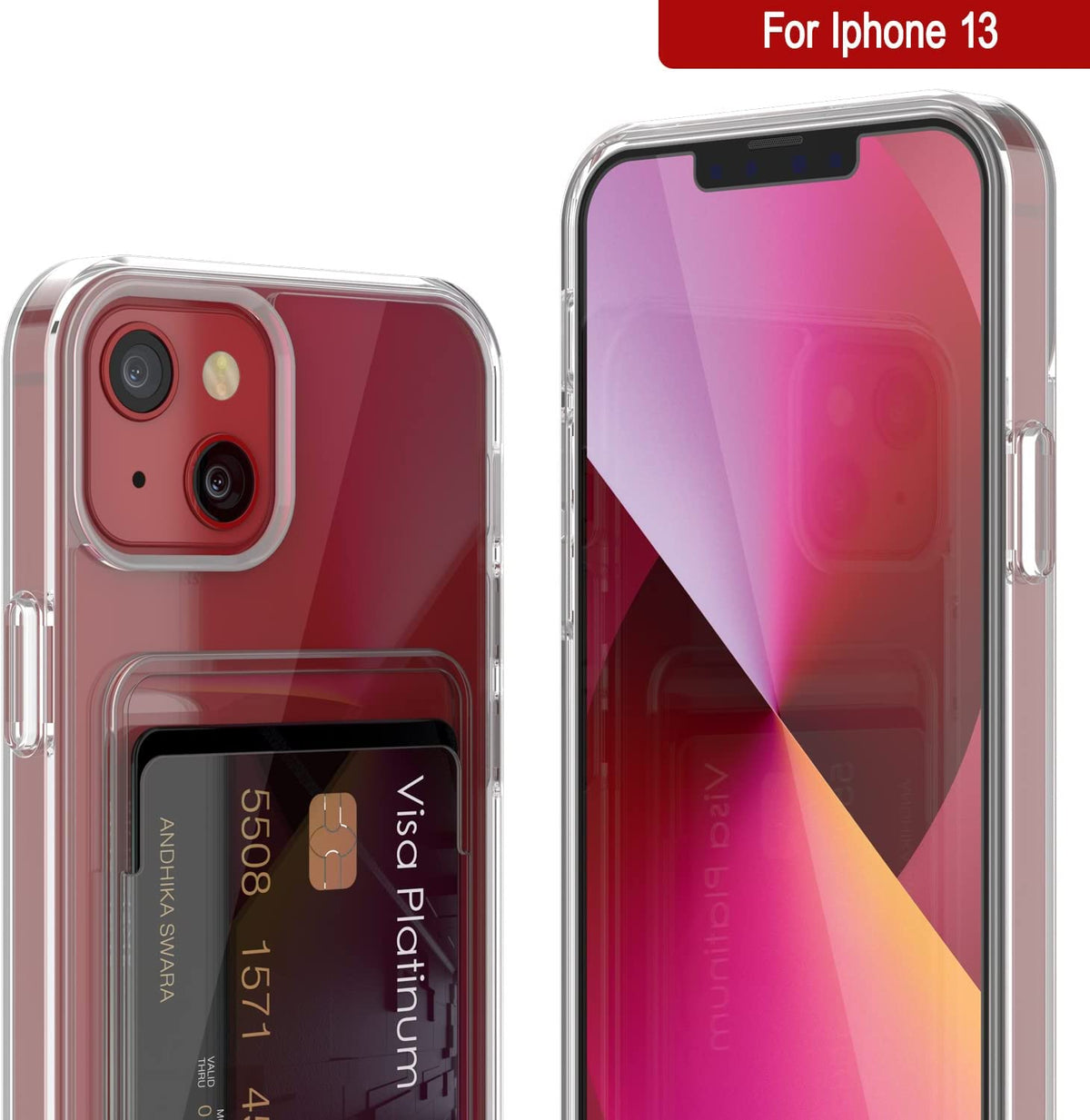 Apple iPhone 13 Case - Clear - Silicone Card Holder Back Cover