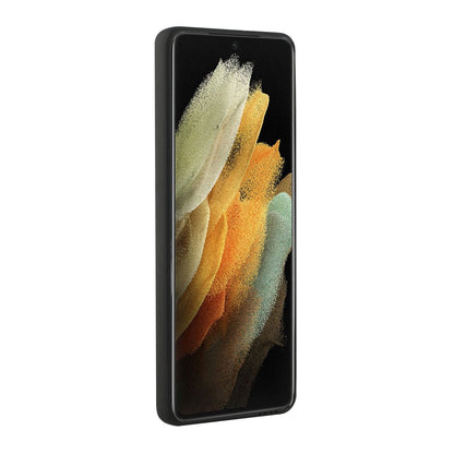 Samsung Galaxy S22 Ultra Hoesje - Zwart - Siliconen Back Cover met Pasjeshouder