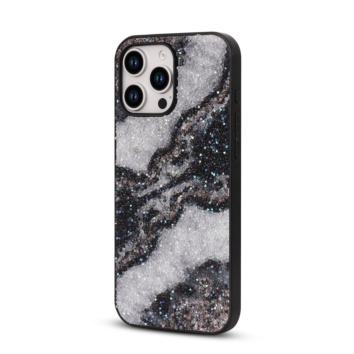 Apple iPhone 16 Pro Case - Black - Diamond Marble Glitter Back Cover