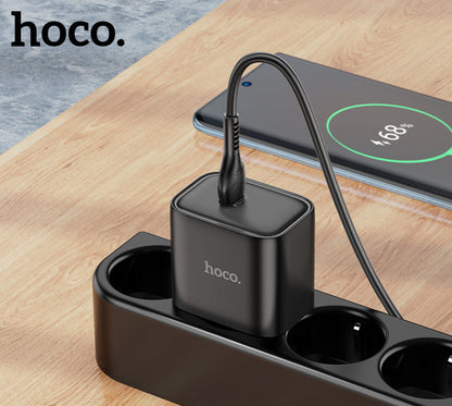 Hoco 25W USB-C Schnellladegerät mit USB-C Kabel 2m - Schwarz