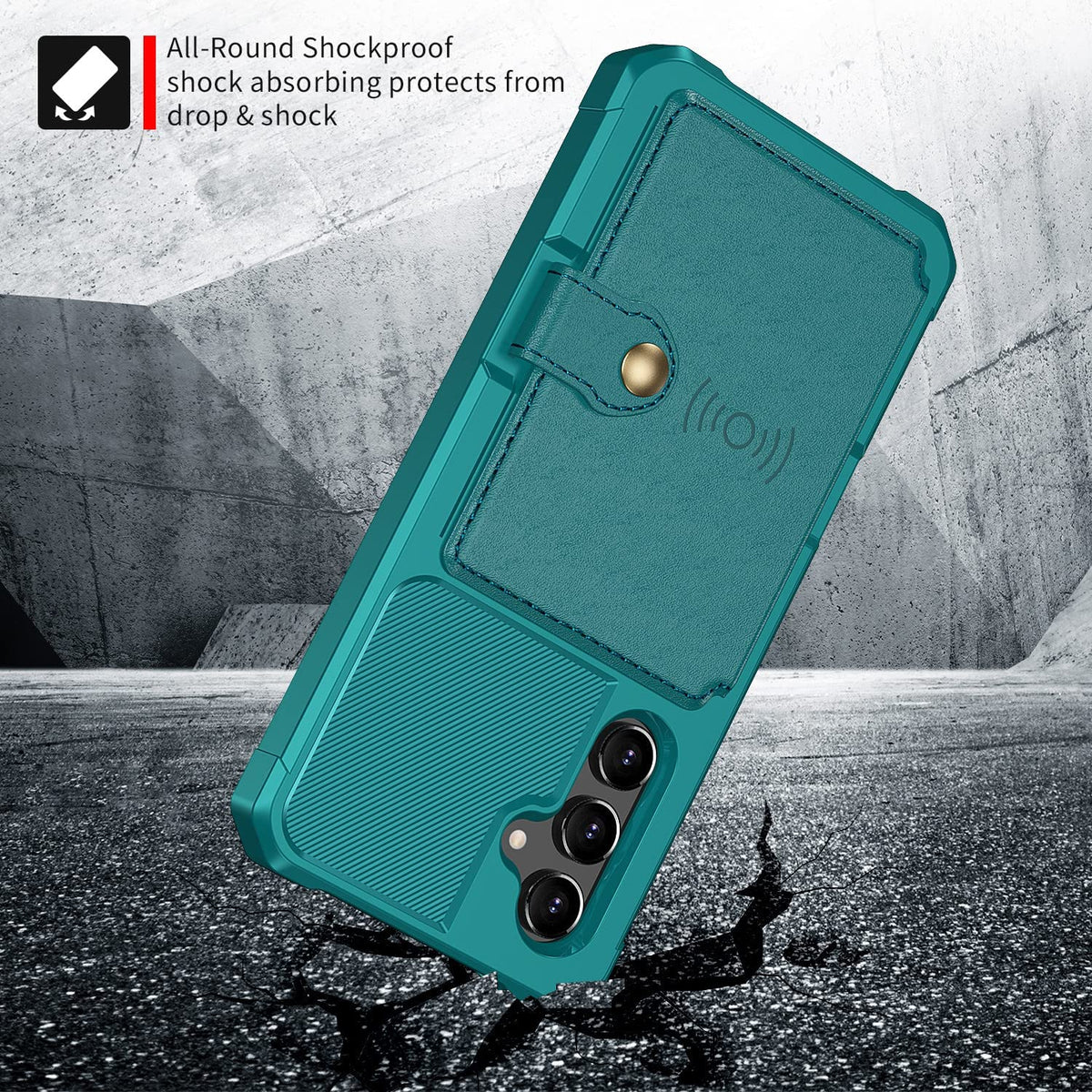 Samsung Galaxy A54 Hülle - Türkis - Backcover mit Kartenfach und Handyband