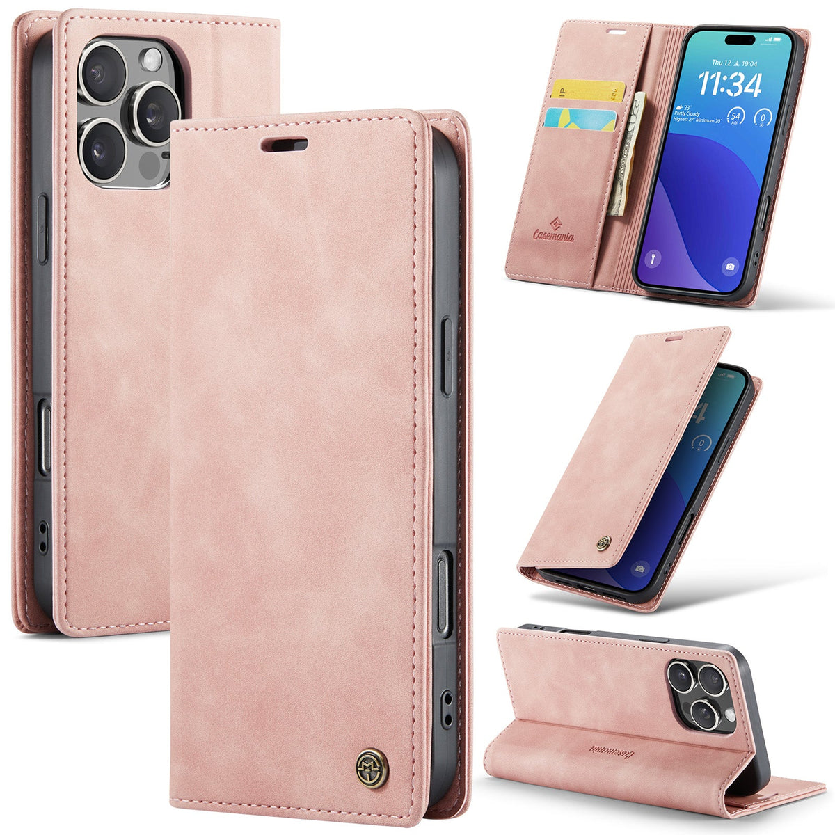 Apple iPhone 16 Pro Max Hoesje - Pale Pink - Dunne Bookcase