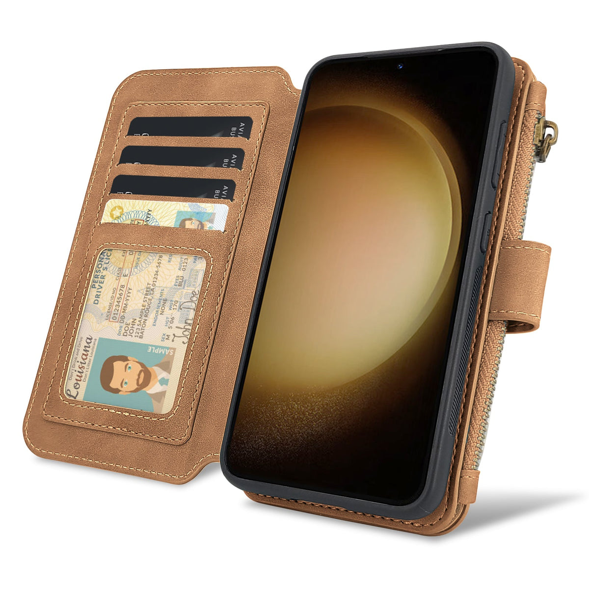 Apple iPhone 16 Pro Max Hoesje - Sienna Brown - 2 in 1 Bookcase met Rits