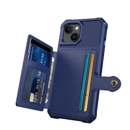 Apple iPhone 15 Plus Hoesje - Blauw - Back Cover met Pasjeshouder