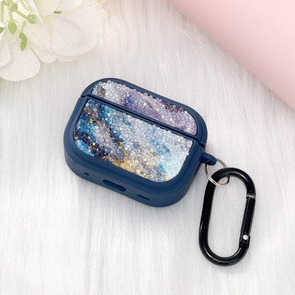 Apple AirPods Pro 2 / Pro Case - Diamond Marble Glitter with Ring - Blue