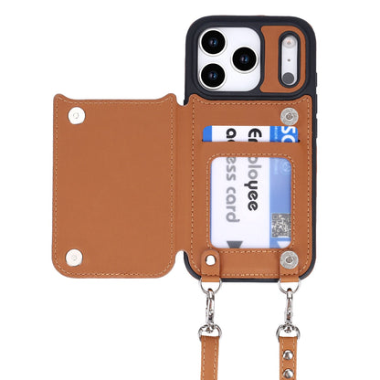 iPhone 17 Pro Hoesje - Bruin - Luxe Back Cover met Telefoonkoord en Rits