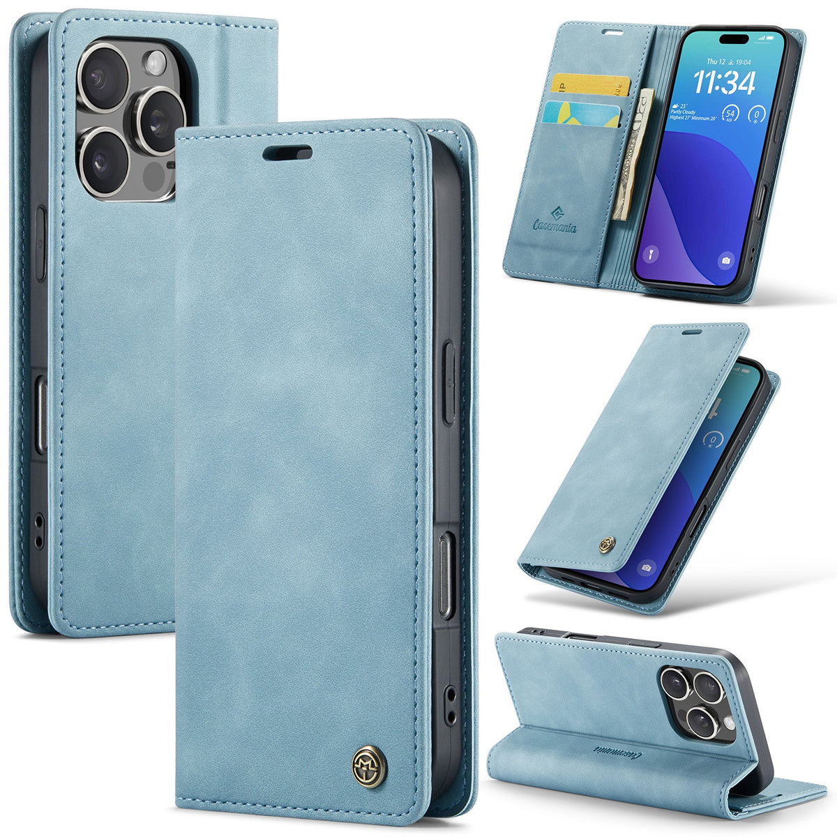 Apple iPhone 16 Pro Hoesje - Aqua Blue - Dunne Bookcase