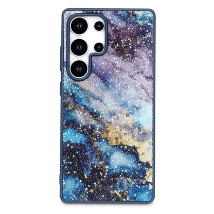 Samsung Galaxy S25 Ultra Hoesje - Blauw - Diamant Marmer Glitter Back Cover