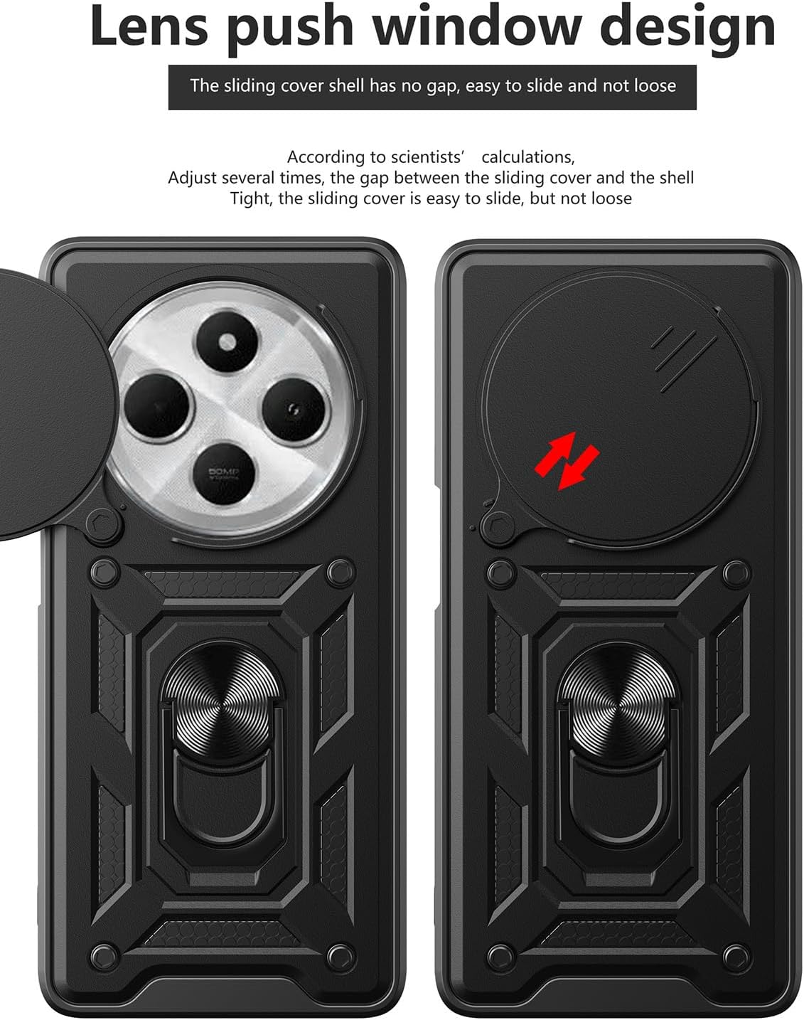 Xiaomi Redmi 14C Hoesje - Zwart - Armor Kickstand Camera Back Cover