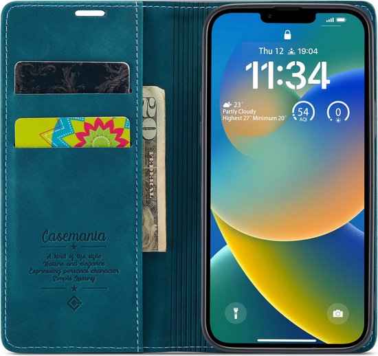 Apple iPhone 14 Plus Hoesje - Emerald Green - Dunne Bookcase