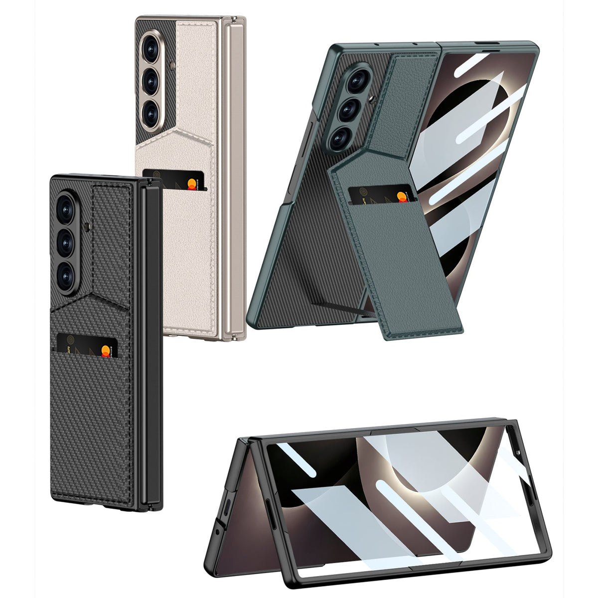 Samsung Galaxy Z Fold8 Ultra Hoesje - Wit - Portemonnee Cover met Ingebouwde Screenprotector en Kickstand