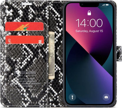 Apple iPhone 13 Pro Max Hoesje - Zwart - Slangen Bookcase