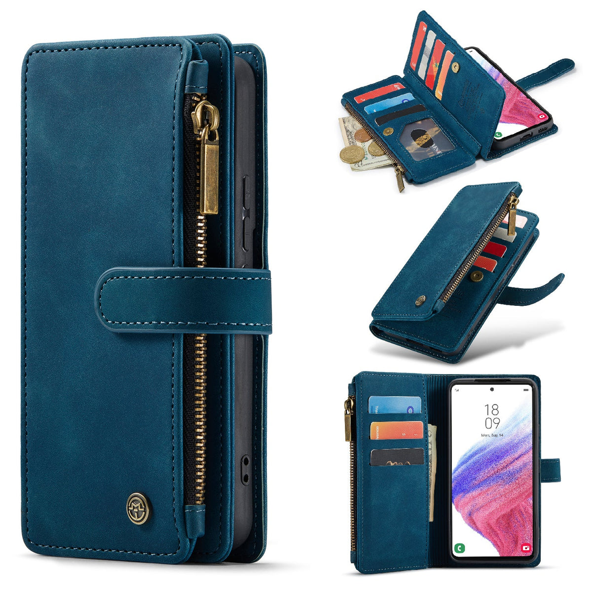 Samsung Galaxy A34 5G Hoesje - Navy Blue - Luxe Bookcase met Rits
