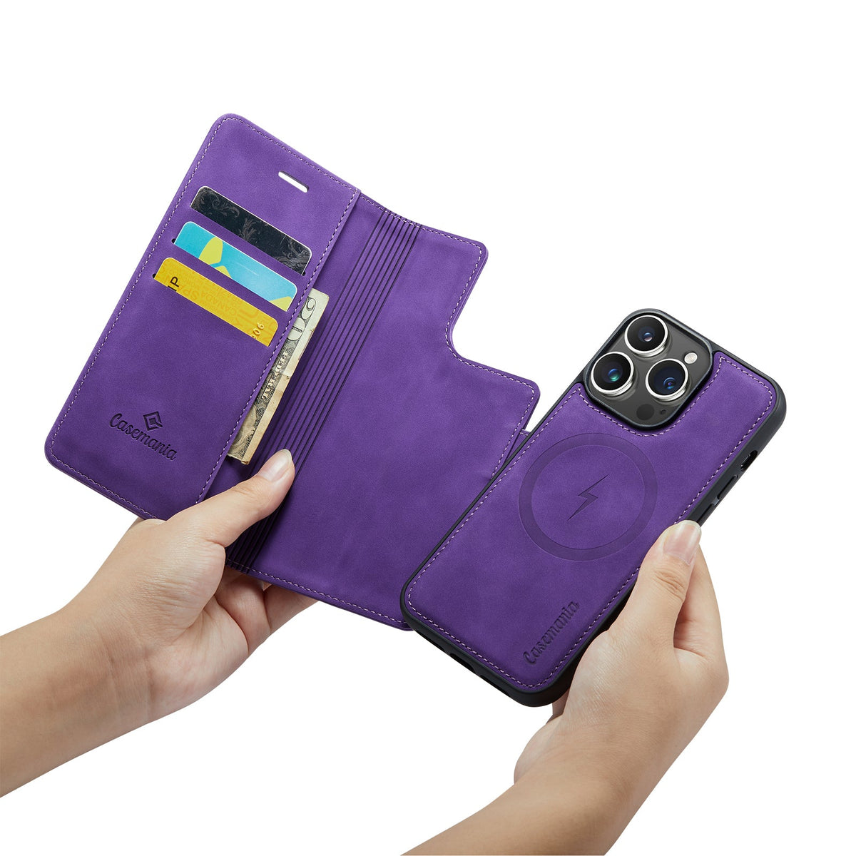 Apple iPhone 15 Hoesje - Dark Purple - 2 in 1 MagSafe Bookcase