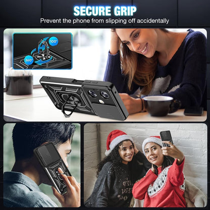 Oppo A79 Hülle - Schwarz - Armor Kickstand und Kameraschutz Backcover