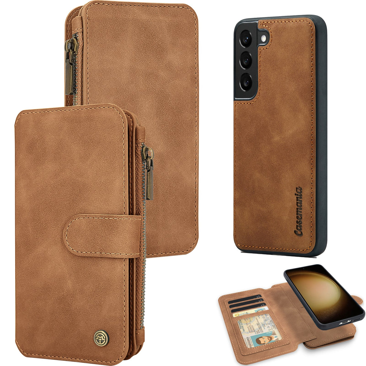 Samsung Galaxy S25 Hoesje - Sienna Brown - 2 in 1 Bookcase met Rits
