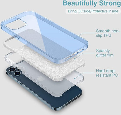 Apple iPhone 13 Pro Max Case - Blue - Glitter MagSafe Back Cover
