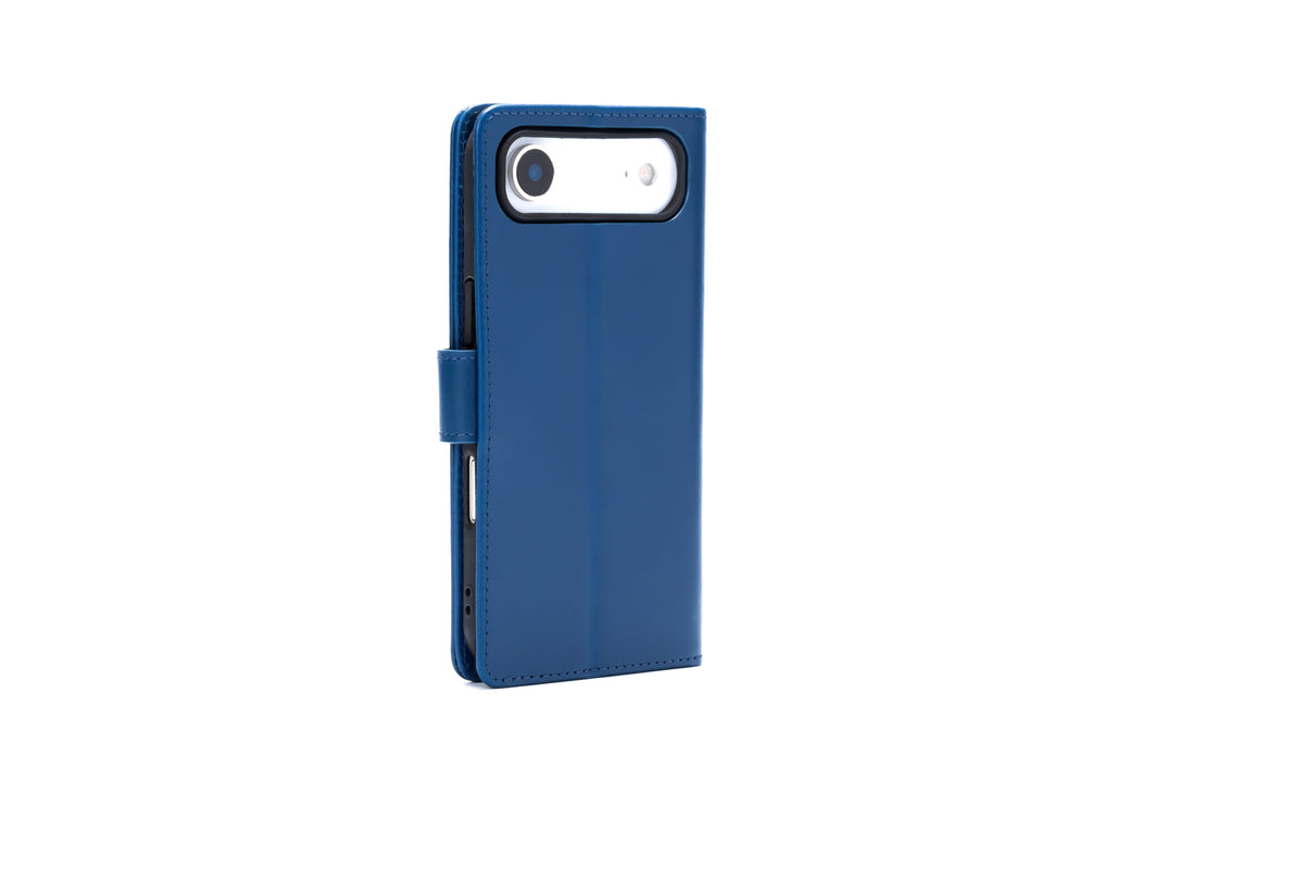 Apple iPhone Air Hülle - Navy Blue - Echtleder-Klapphülle mit Kartenfach