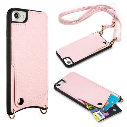 Apple iPhone 7 Hülle - Rosa - Backcover mit Handschlaufe und Handykette