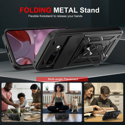 Google Pixel 9a Hoesje - Zwart - Armor Kickstand Camera Back Cover