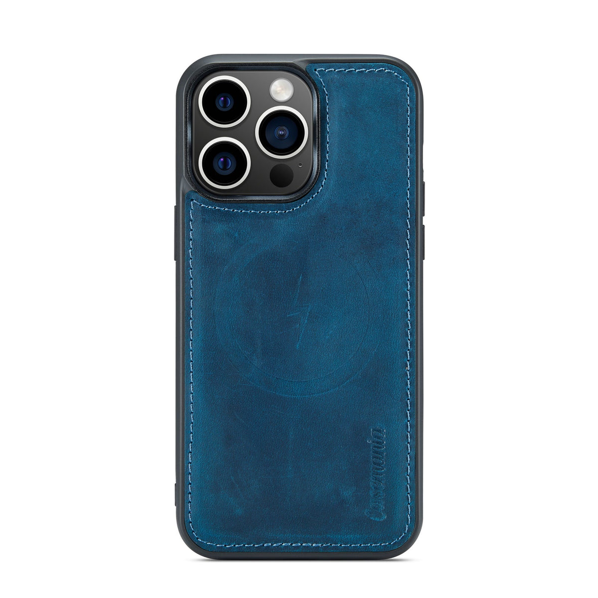 Apple iPhone 15 Pro Max Case - Navy Blue - Genuine Leather 2-in-1 MagSafe Wallet Case