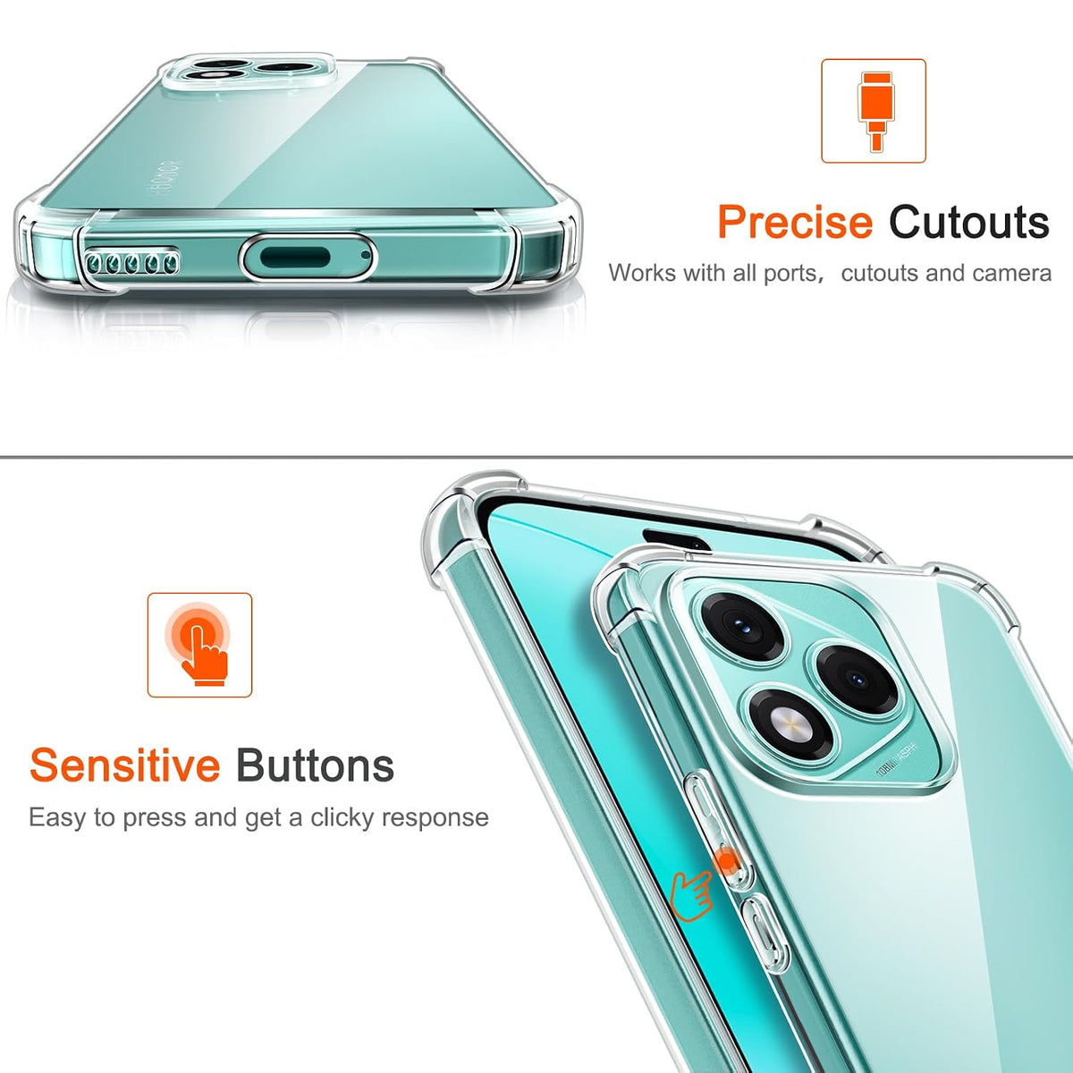Honor 400 Lite 5G Hoesje - Transparant - Anti Shock Back Cover