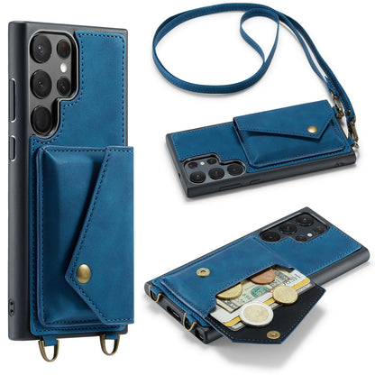 Samsung Galaxy S23 Ultra Hoesje - Navy Blue - Luxe Back Cover met Telefoonkoord