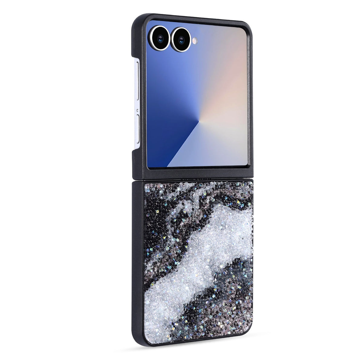 Samsung Galaxy Z Flip 7 Hoesje - Zwart - Diamant Marmer Glitter Back Cover