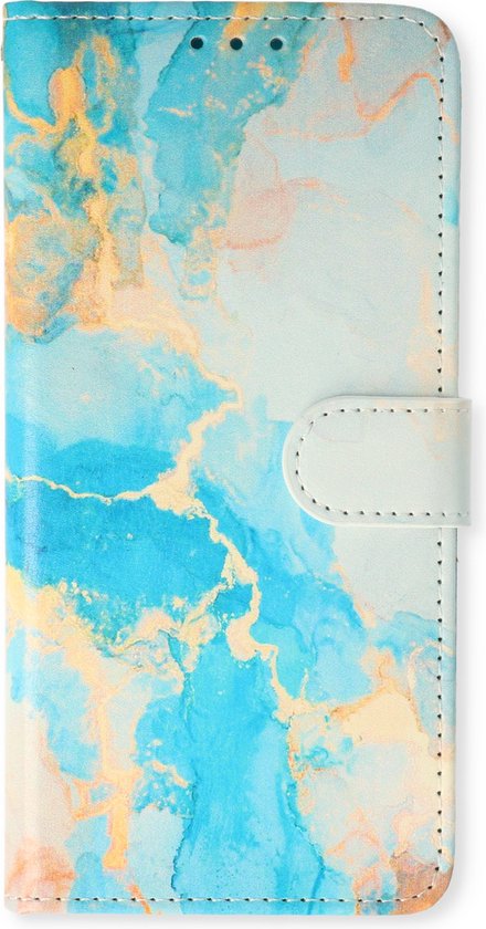Apple iPhone 11 Hoesje - Marmer Aqua - Print Bookcase