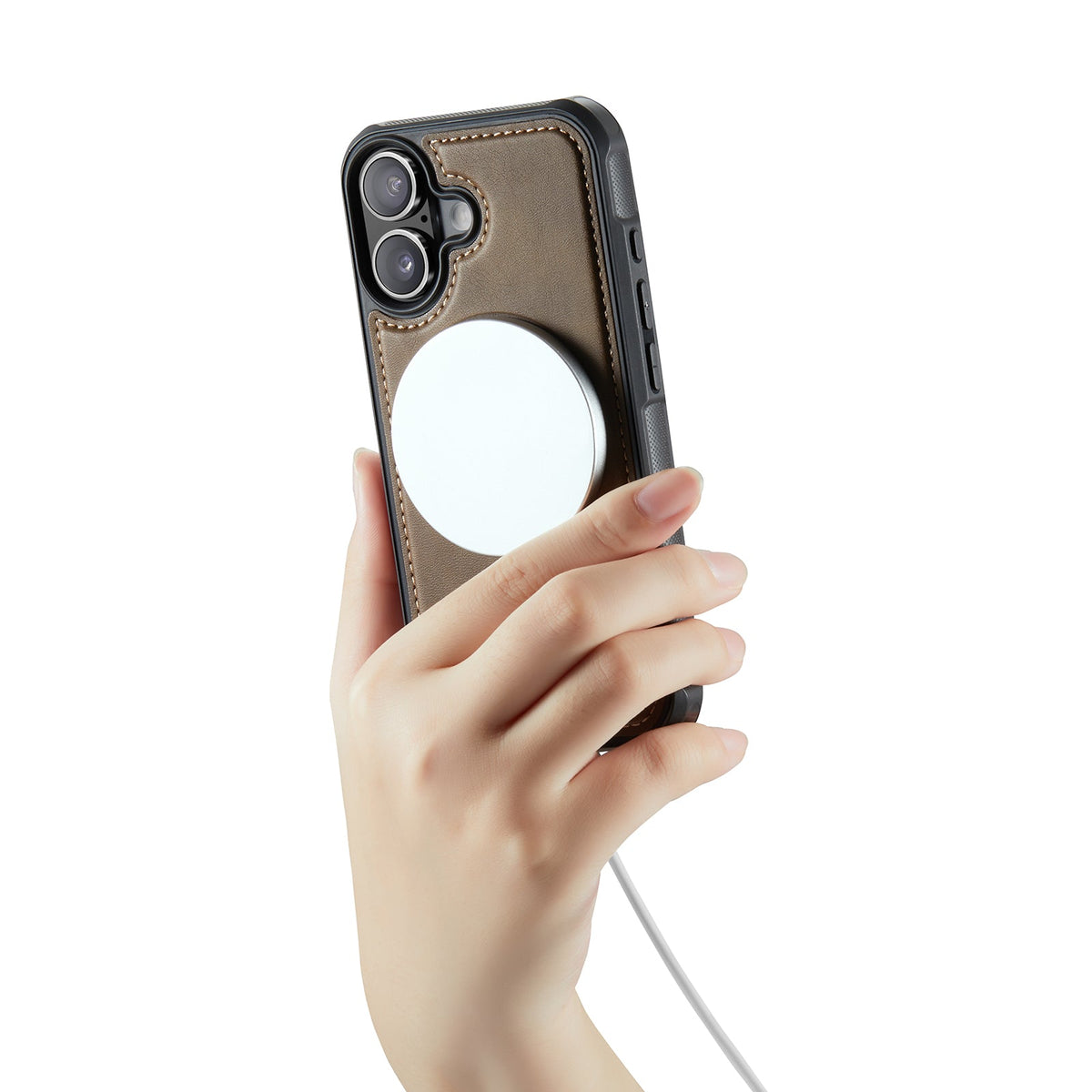 Apple iPhone 17 Hülle - Mahogany Brown - Luxus-2-in-1-MagSafe-Klapphülle mit Kartenfach