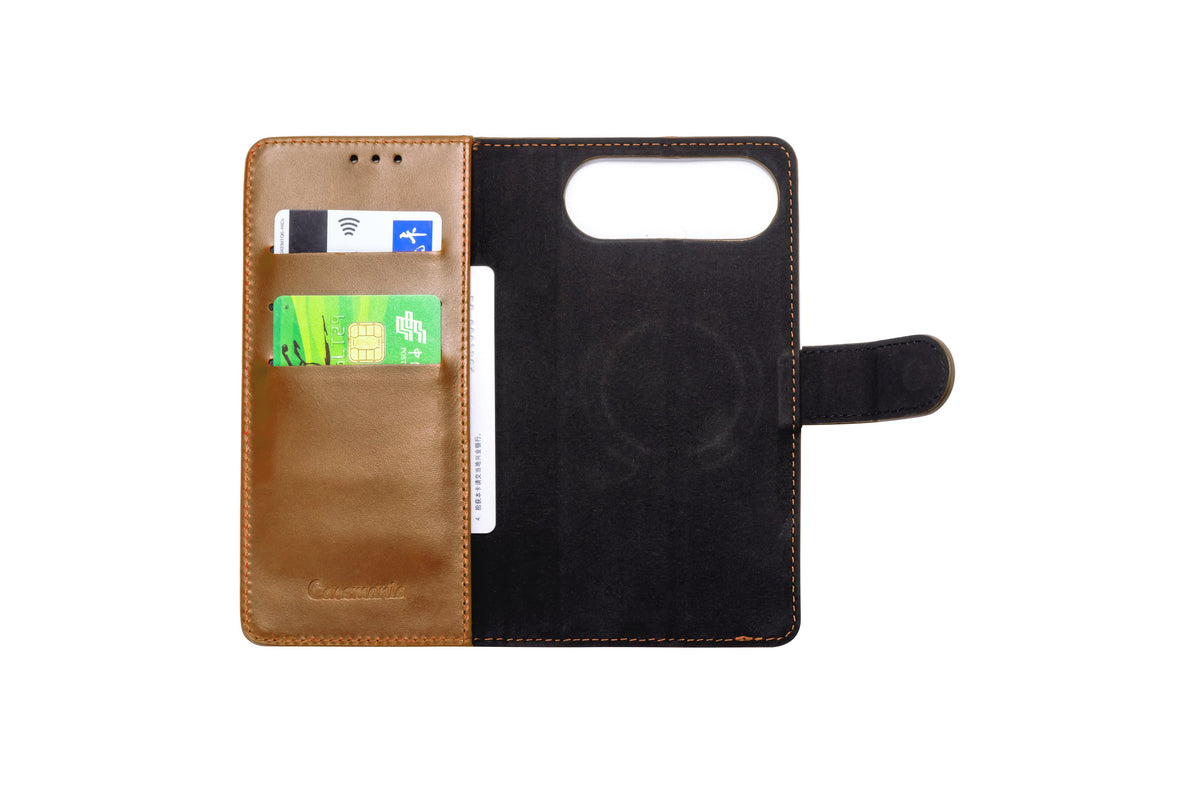 Apple iPhone Air Hoesje - Sienna Brown - Echt Leren MagSafe Bookcase