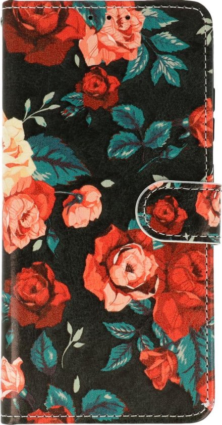 Apple iPhone SE (2020) Hoesje - Vintage Bloemen - Print Bookcase met Telefoonkoord