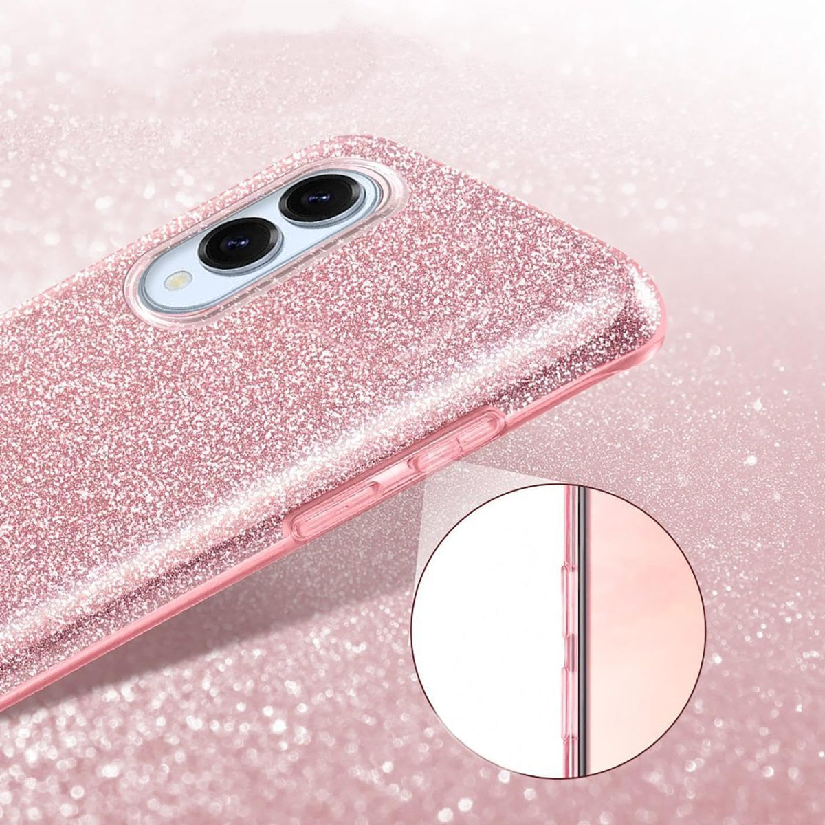 Samsung Galaxy S25 Edge Hoesje - Roze - Glitter Back Cover