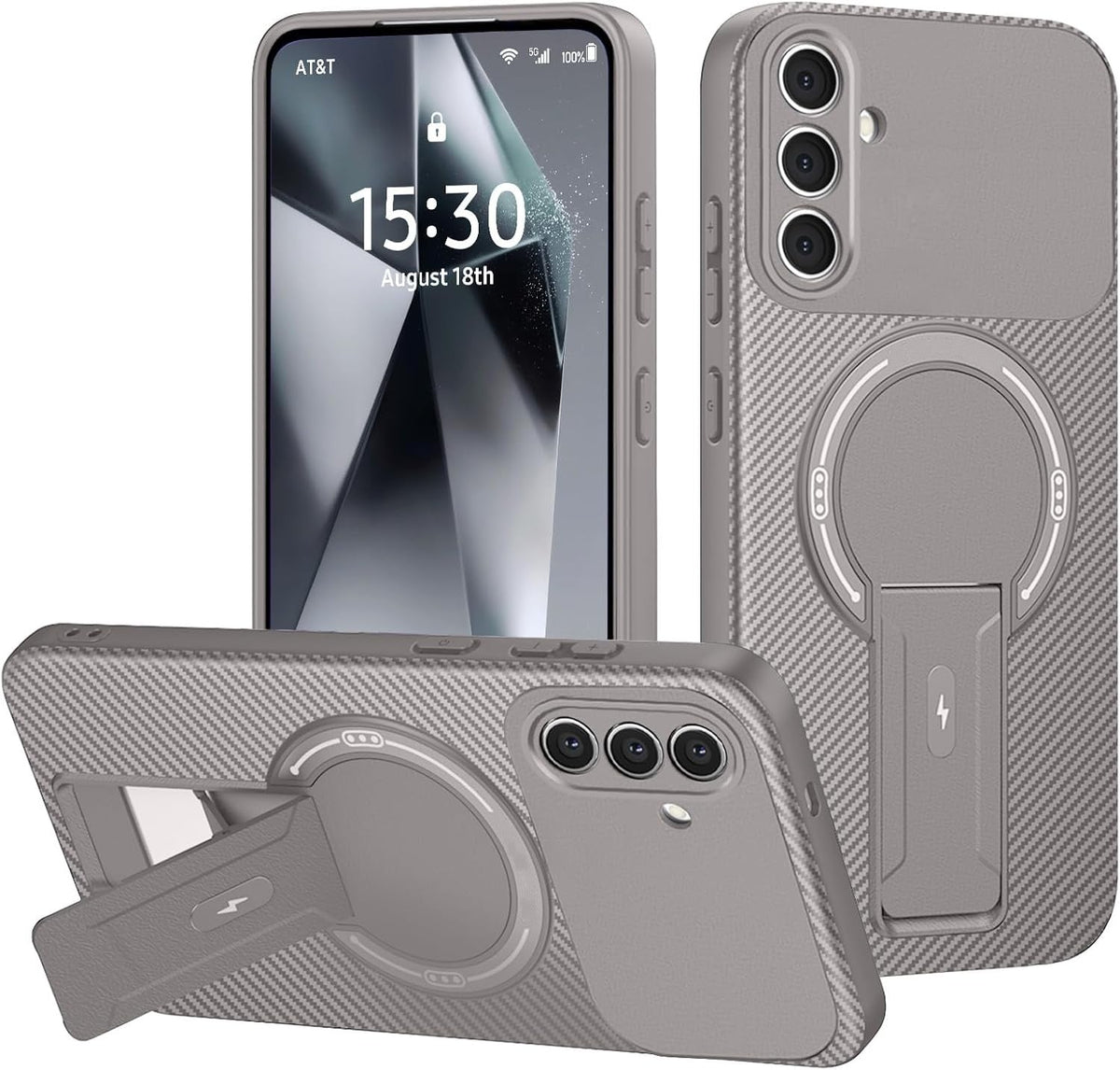 Samsung Galaxy A57 Hoesje - Grijs - Siliconen MagSafe Back Cover met Kickstand Standaard