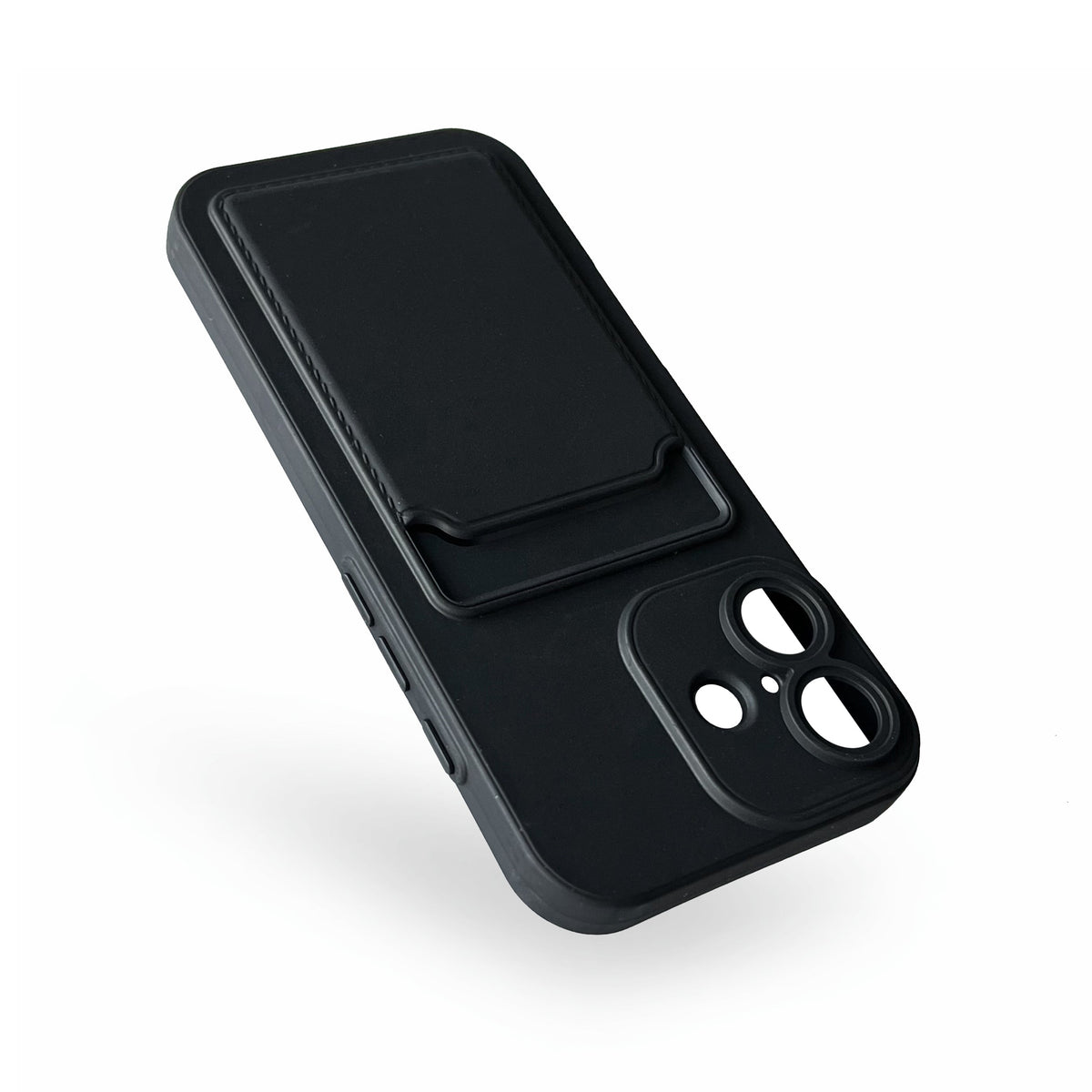 iPhone 17 Hoesje - Zwart - Siliconen Back Cover met Pasjeshouder