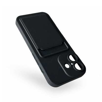 iPhone 17 Hoesje - Zwart - Siliconen Back Cover met Pasjeshouder