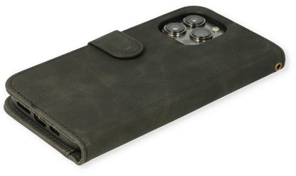 iPhone 14 Pro Hoesje - Charcoal Gray - Luxe Bookcase met Rits
