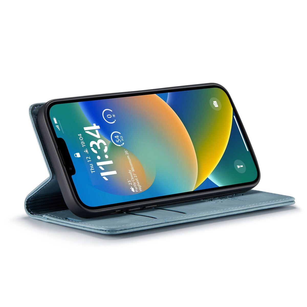 Apple iPhone 15 Hoesje - Aqua Blue - Dunne Bookcase
