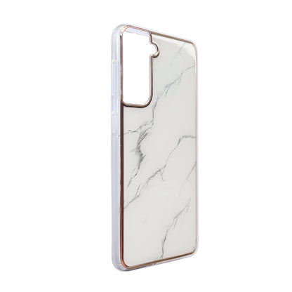 Samsung Galaxy A54 Hoesje - Wit - Siliconen Marmer Back Cover