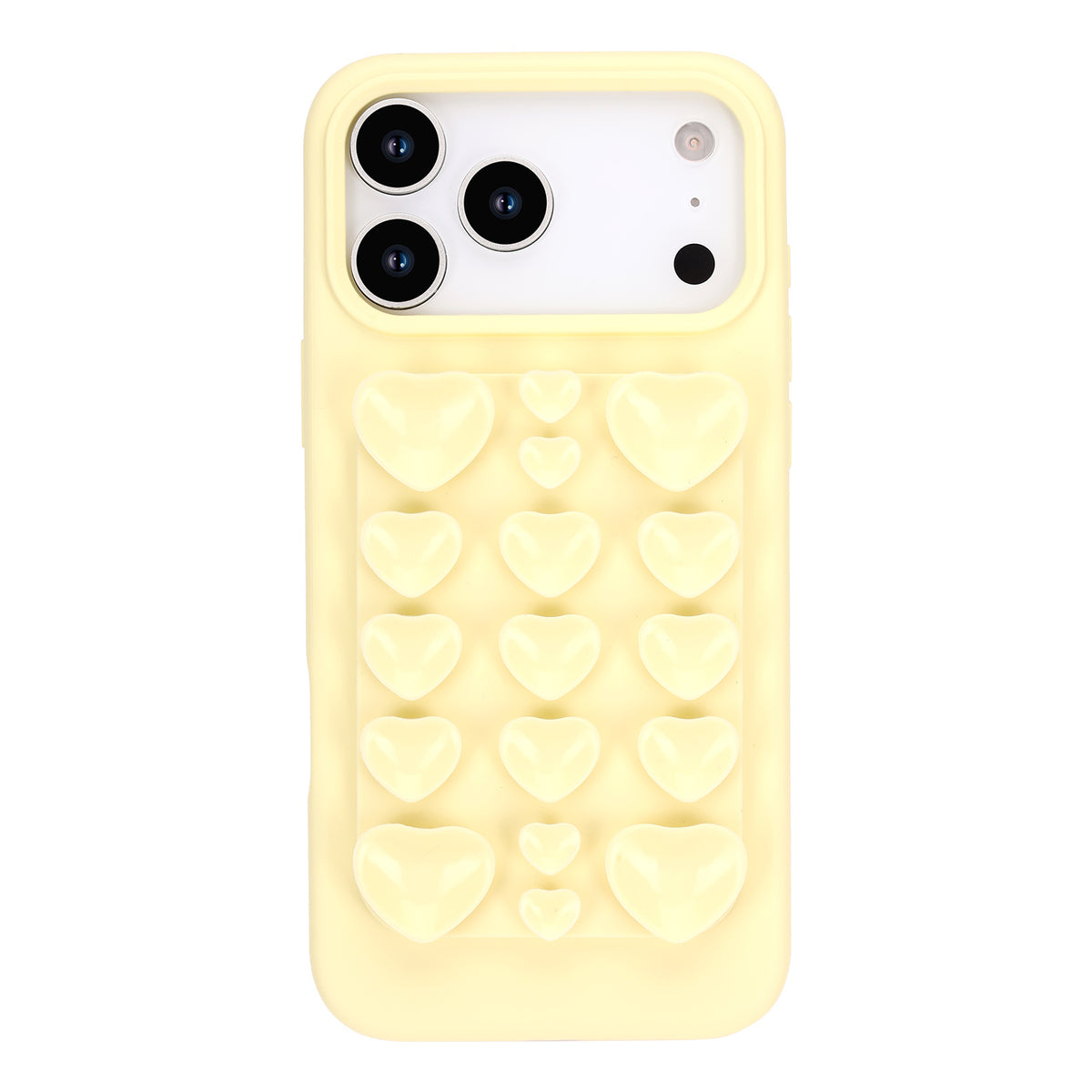 Apple iPhone 18 Pro Hoesje - Geel - Siliconen Back Cover met Afneembare Hartjes Zuignappen