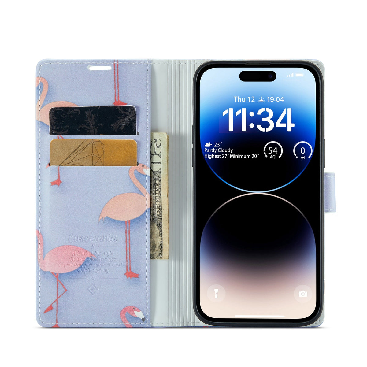 Apple iPhone 14 Pro Max Hoesje - Flamingo - Print Bookcase