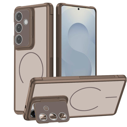Samsung Galaxy S26 Plus Hoesje - Bruin - Matte Armor MagSafe Back Cover met Kickstand
