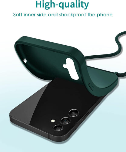 Samsung Galaxy S24 Plus Hoesje - Groen - Siliconen Back Cover met Telefoonkoord