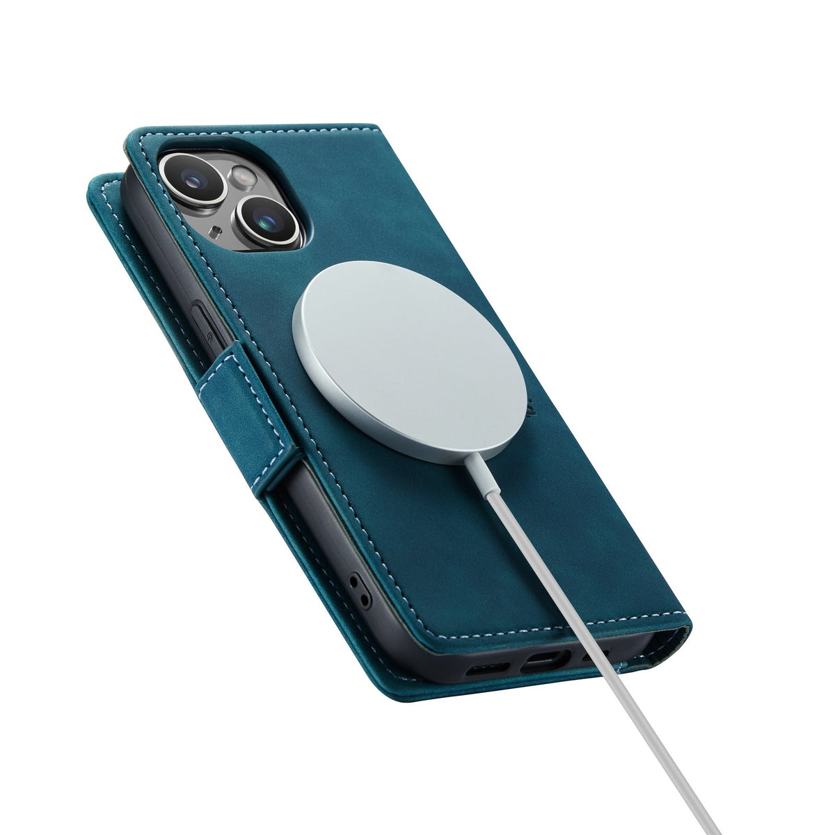 Apple iPhone 15 Hülle - Emerald Green - Portemonnaie-MagSafe-Klapphülle mit Kartenfach