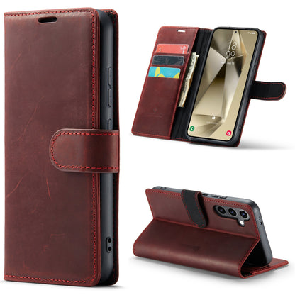 Samsung Galaxy S25 Plus Hoesje - Crimson Red - Echt Leren Bookcase