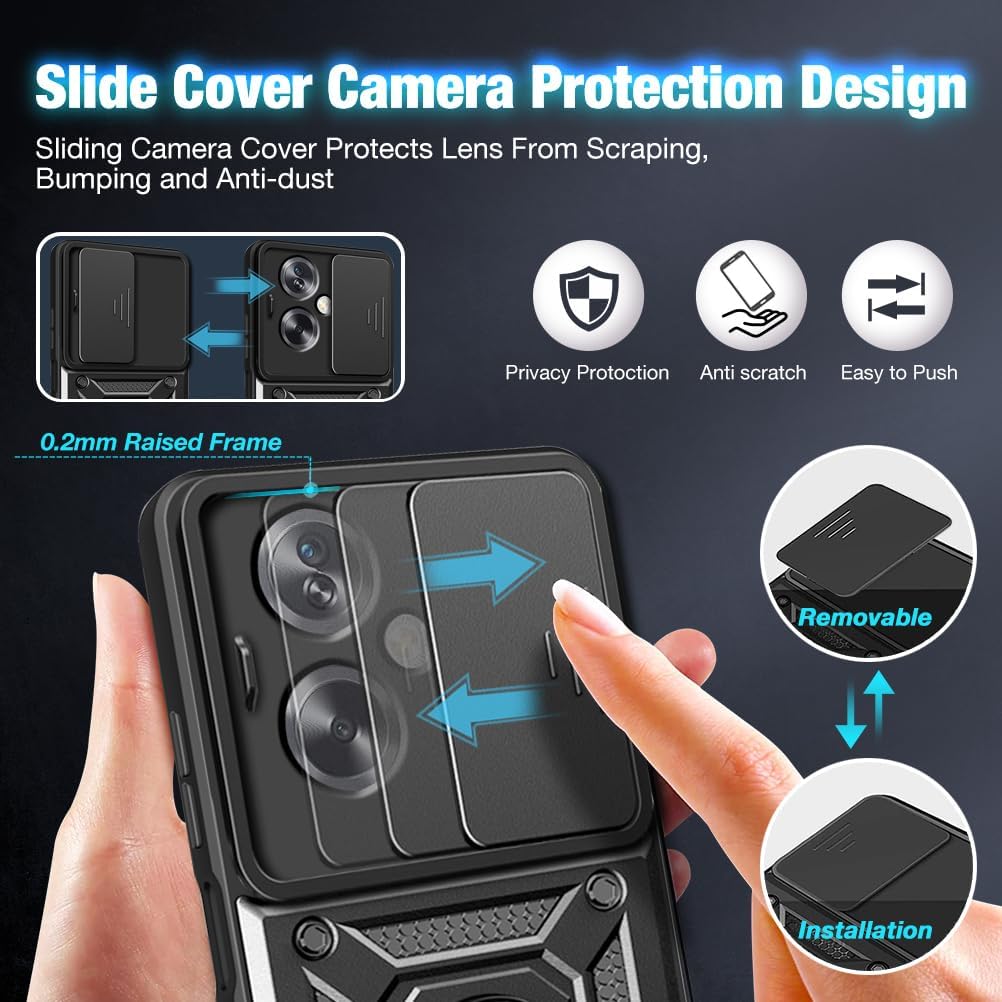 Oppo A79 Hoesje - Blauw - Armor Kickstand en Camera Bescherming Back Cover